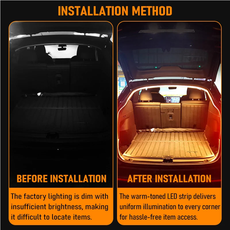 Multi-Color Car Trunk Light - Waterproof LED Atmosphere Lamp - Plug & Play via Cigarette Lighter - Interior Styling Upgrade