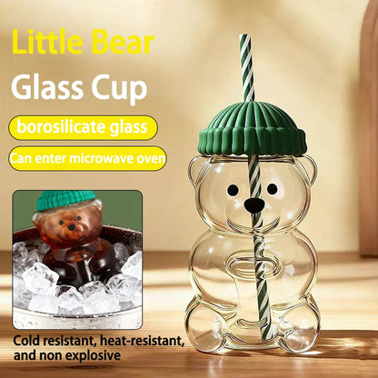 New Edition Little Bear Cold Drink Cup Cartoon Anime Glass Cup Portable Creative Design Cup Coffee Cup Bear Cup