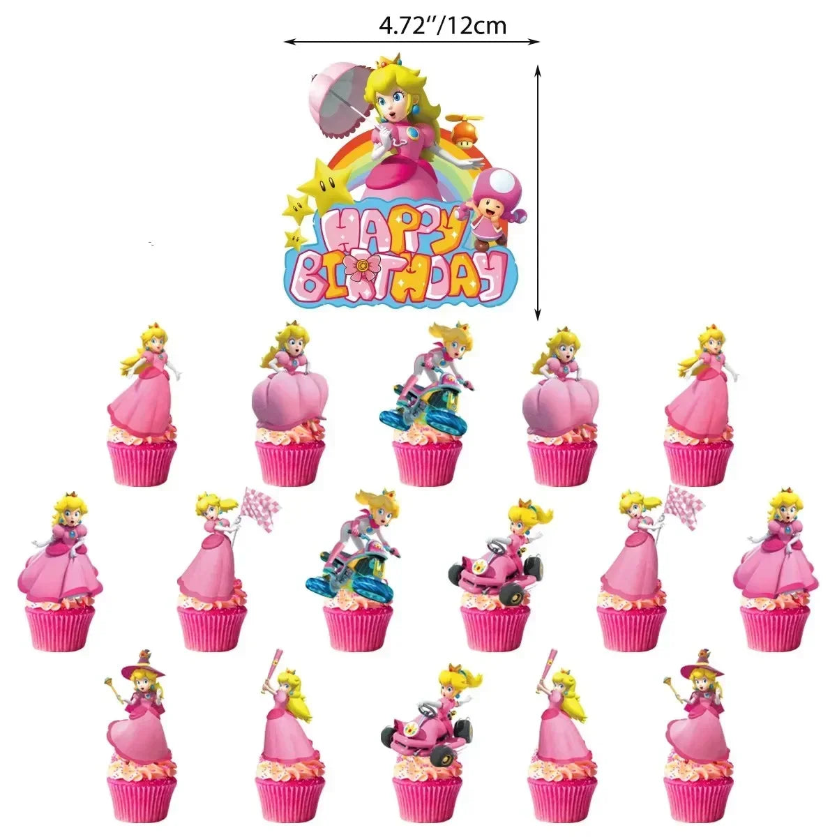 Mario Luigi Peach Princess Yoshi Toad Cake Insertion Cards Banner Spiral Tablecloth Mario Theme Birthday Party Carvinal Props