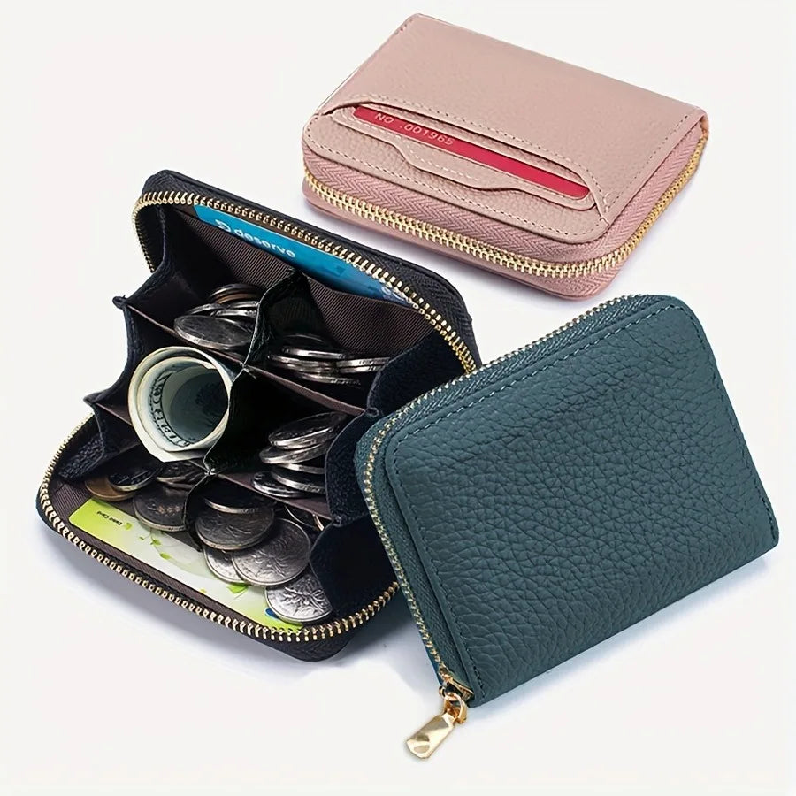 Mini Credit Card Wallet ID Card Holder, Unisex Small Wallet, Thin Zippered Short Coin Purse