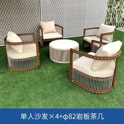YFY  outdoor rattan sofa courtyard open-air hotel leisure dining chair garden waterproof coffee table combination