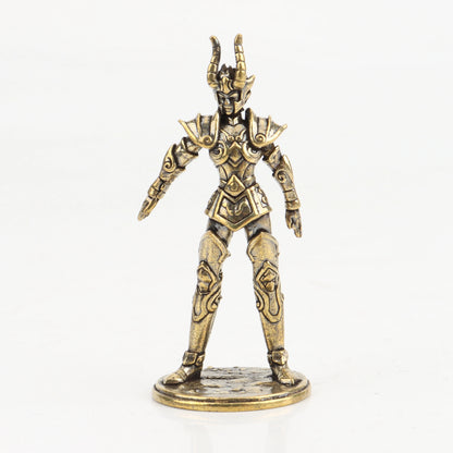 Gold Saint brass Mini Figures twelve zodiac Saint Seiya ornament cartoon model desktop decoration copper gift