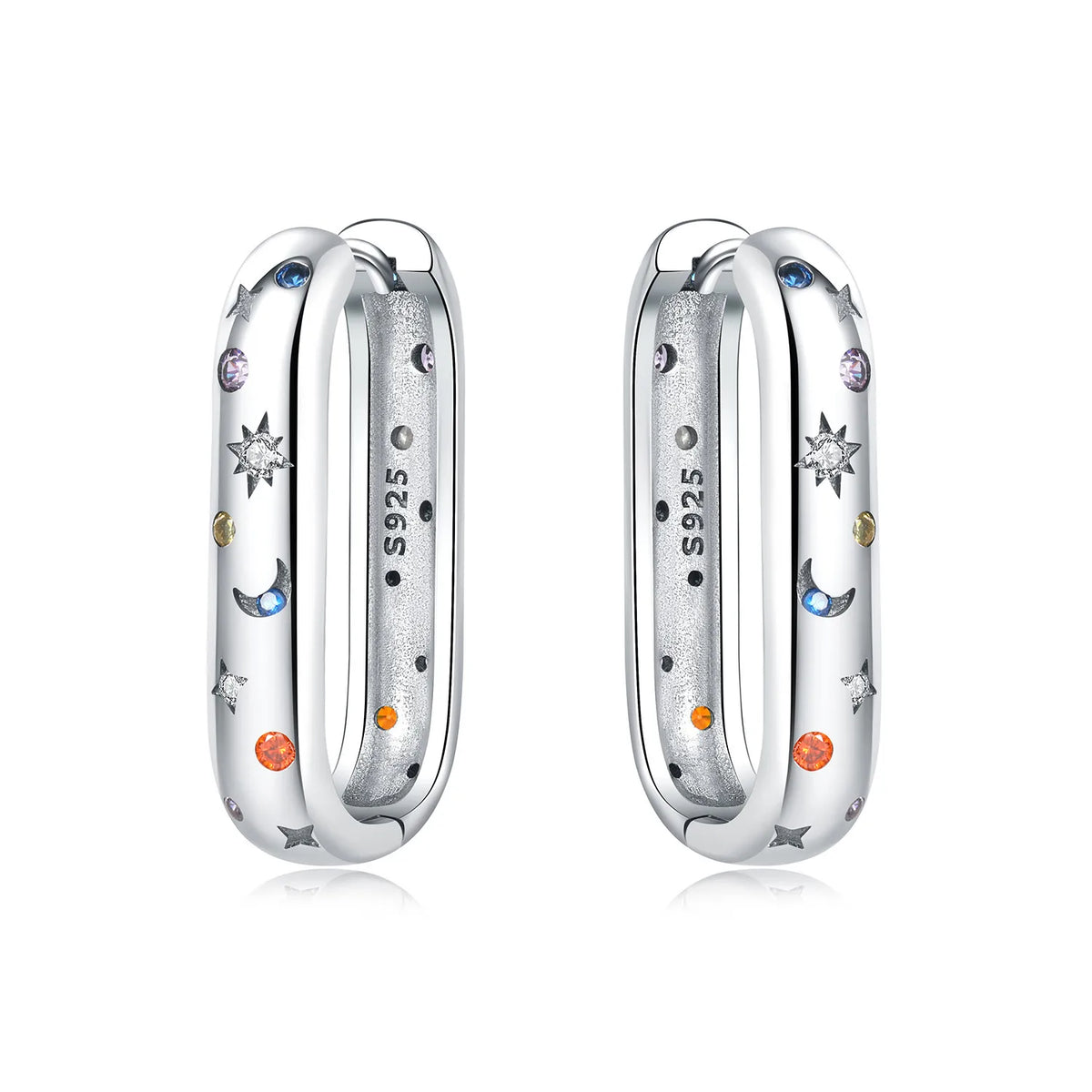 Orstarry Original 925 Sterling Silver Minimally Design Blue Zircon Earrings Women Hoop Earring Anniversary Jewelry Gifts