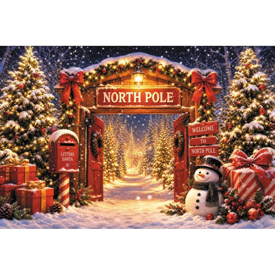 Winter Christmas Red Screen Snowman Christmas Tree Theme Banner Backdrop, Christmas Party, Home Decoration Photography Backdrop