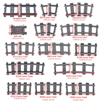 MOC City Bricks Train Flexible Construction Parts Railway Curve Track Building Blocks Model Accessories Compatible with 53401