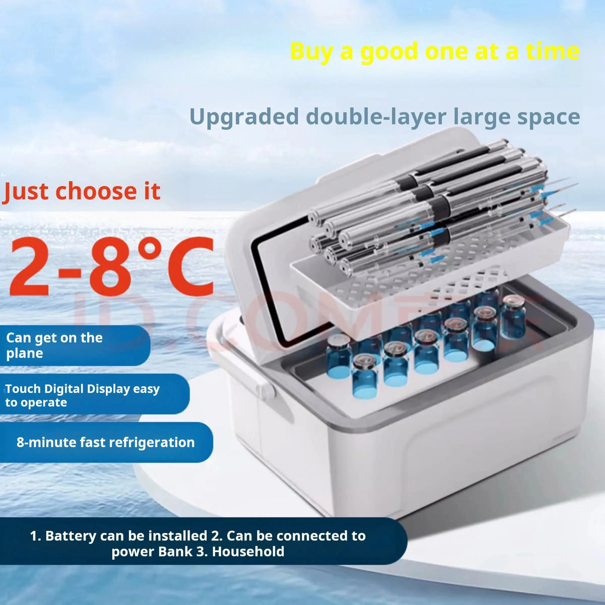 Insulin Drug Refrigerator LED Large Screen Double-Layer Insulin Refrigerator Car Portable Constant Temperature Refrigerator