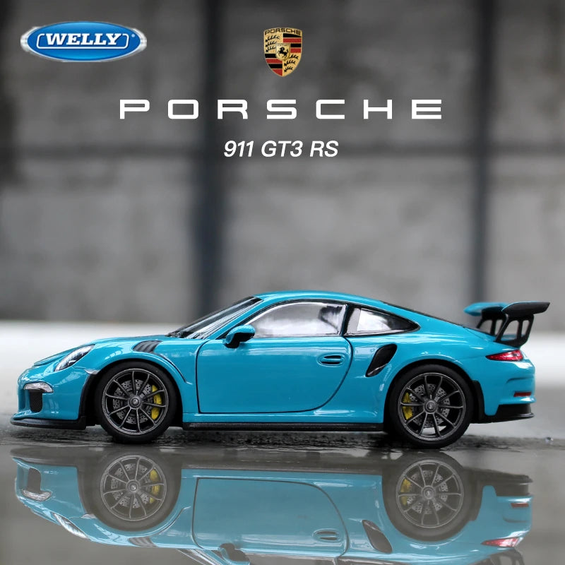 WELLY 1:24 Porsche 911 GT3 RS Alloy Sports Car Model Diecast Metal Racing Car Vehicles Model Simulation Collection Kids Toy Gift