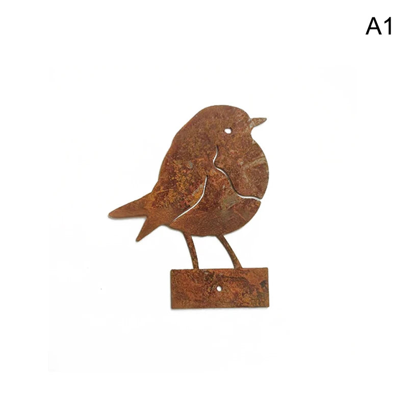 1/2Pcs Rustic Metal Birds Outdoor Garden Decor, Iron Art Bird Statue Sculpture Ornament for Yard, Patio and Lawn Decoration