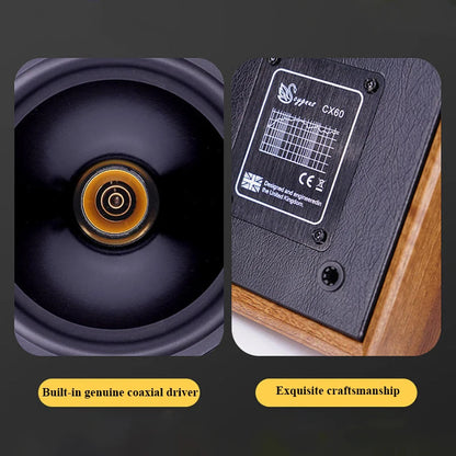 CX60 6.5-inch Passive Coaxial Bookshelf Speaker 150W Output Power 2-Way Crossover Wooden Home HIFI Stereo Passive Speaker
