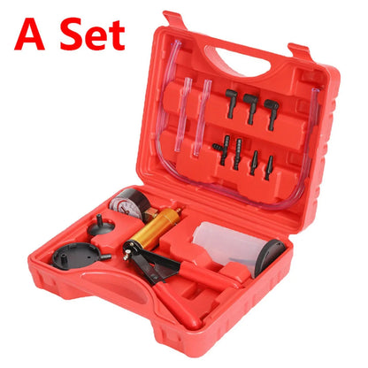 2 in 1 Manual Vacuum Pressure Pump Brake Fluid Drain Kit Vacuum Pistol Pump Tester Kit Portable Durable Aluminum Vacuum Gauge