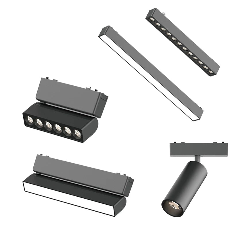 6MM Ultra Slim Magnetic Track Light Surface Mounted Ceiling Rail DC48V Modern LED Lamp Black White Magnet Rail Lamp Spotlight