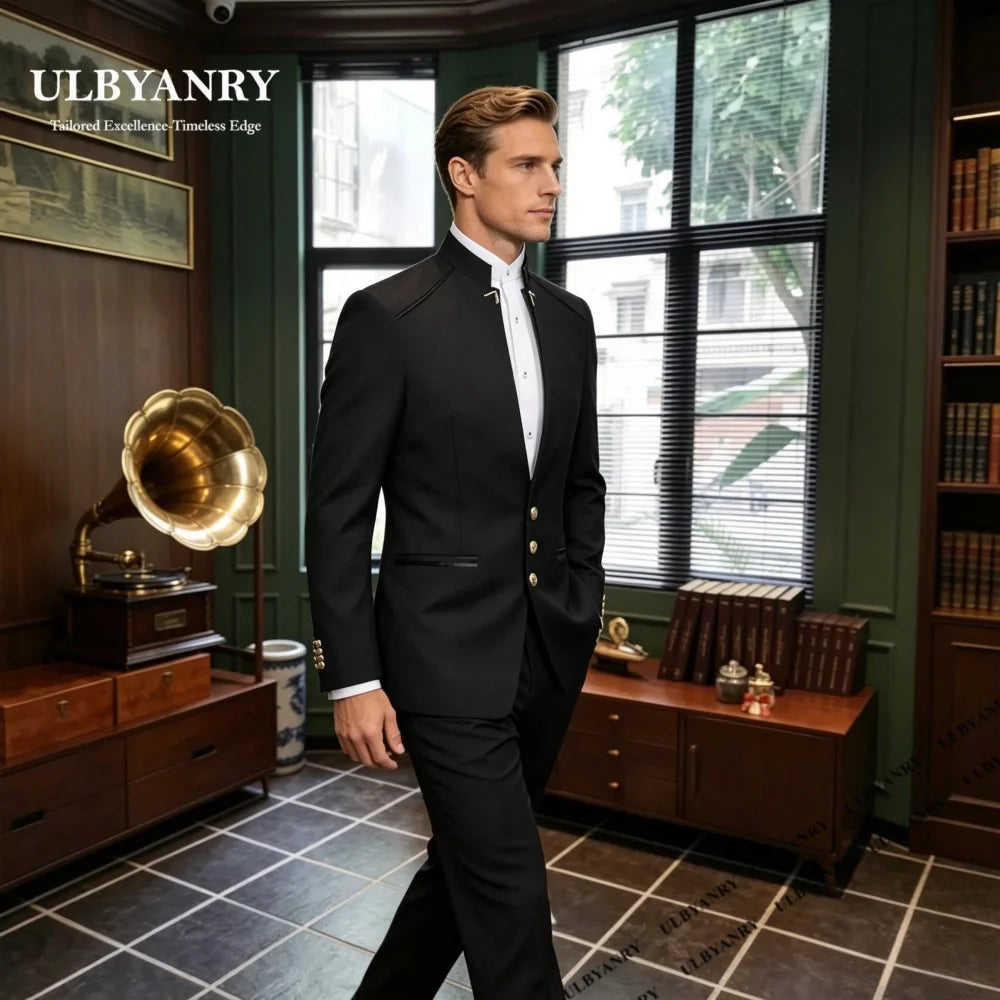 Classic Two Pieces Suit Set for Men Formal Slim Fit Tuxedo Dinner Evening Prom Suit Attire Jacket Pants Customized Wedding Set
