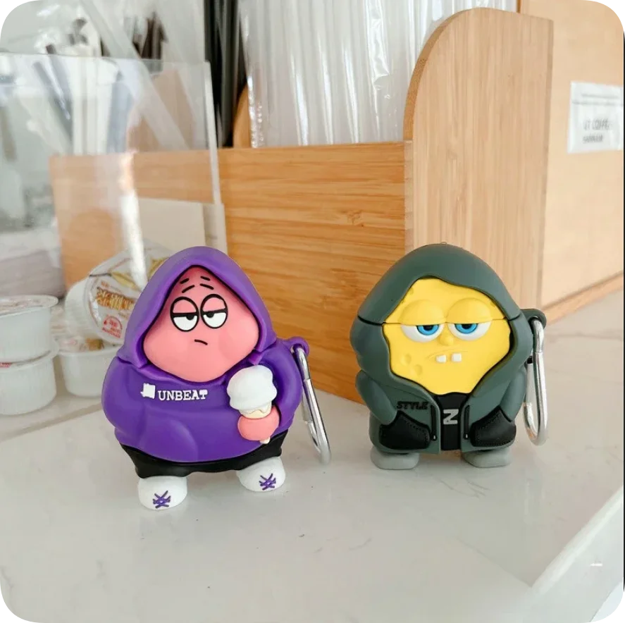 For Airpods Pro 3 Case 2025,3D SpongeBob Patrick Star Silicone Earphone Cover For Airpods pro 2/Airpods 1 2 3 4 Case Cover Funda