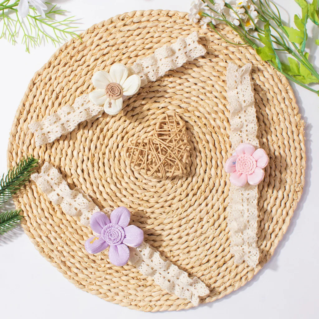 New Baby Hair Accessories Cute Flower Lace Elastic Headband for Infants Children's Fontanelle Protection