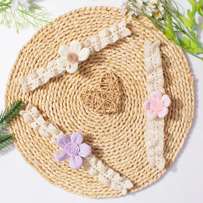 New Baby Hair Accessories Cute Flower Lace Elastic Headband for Infants Children's Fontanelle Protection