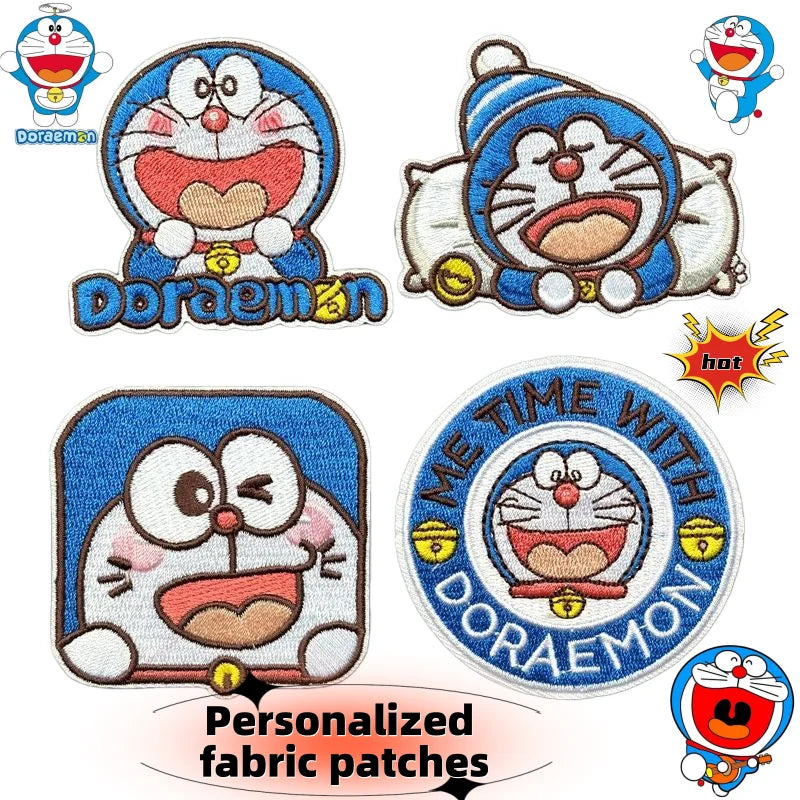 Doraemon Embroidered Fabric Patch Cute Fashionable Personalized Creative Simple Kawaii Ripped Patch Gift for Friend's Birthday
