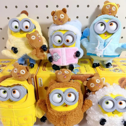 Minions Bob & Tim Better Together Series Keychains Cartoon Dolls Kawaii Plush Pendant Backpack Charms Collect Toys Fans Gift