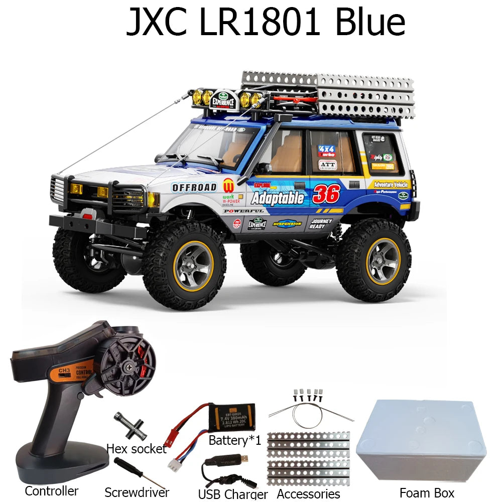 JXC LR1801 1/18  RC Car 4WD 2.4G Remote Control Car Full Proportion Dual Speed Simulation LED Climbing Off-road RC Toy As Gift