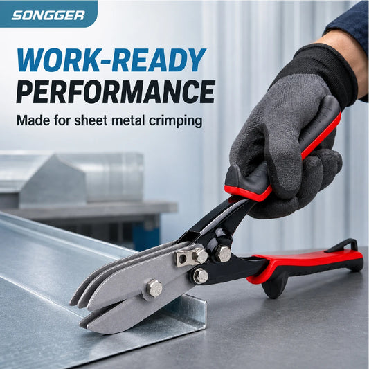 RG66 Five Blade Metal Crimping Pliers Heavy Duty Sheet Metal Cutting Tool HVAC Duct Working Hand Shears 80mm Capacity