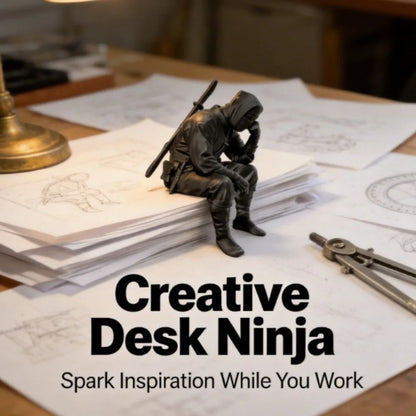 Japanese Seated Ninja Figurine 3D Printed Sad Healing Guardian Statue Wall Hanging Ornament Creative Desktop Home Office Decor