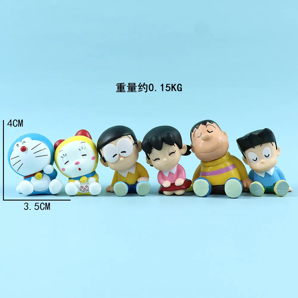 6pcs Doraemon Sleeping Style Shoulder Shoulder Generation Toy Model Display Doll Machine Cat Toy From Japan Collectible Figure