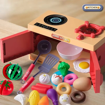 Kids Kitchen Toys Set 84/70/56/33 PCS Play Kitchen Accessories Kit with Play Pots Pretend Food Cooking Toy Toddler Girl Boy Gift