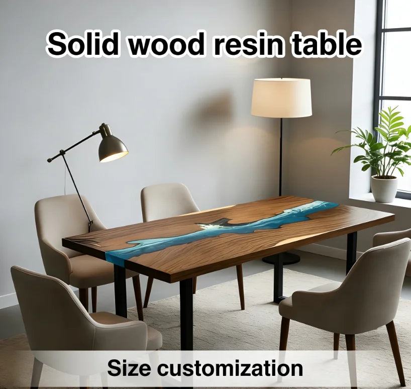 Stunning Epoxy Resin Live Edge Wood Table, Unique Handmade Art Piece for Dining Room, Office, Natural Wood and Resin ,Customized