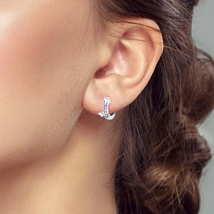 Original 925 Sterling Silver Earrings Sparkling Shining Dreamy Butterfly Hoop Earring for Women Girl Party Birthday Jewelry Gift