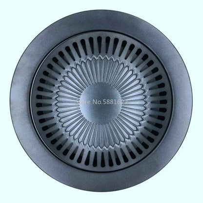 Korean Portable Outdoor Smokeless BBQ Grill Pan - Household Gas Stove Top Roasting Cooking Tool Set for Healthy Cooking