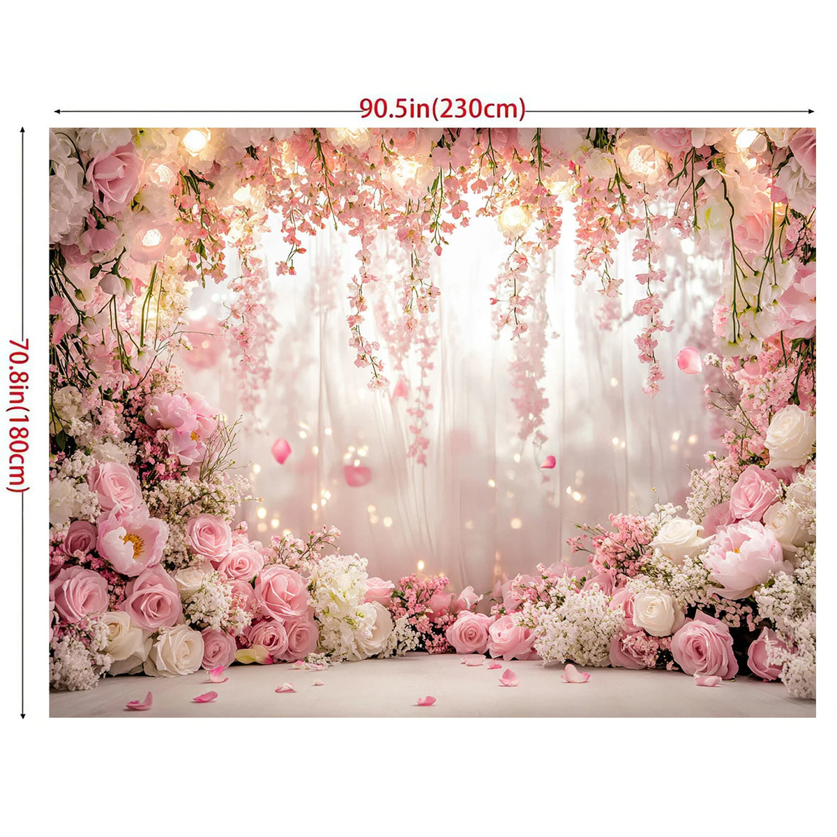 1 romantic flower polyester wedding background light, multi-purpose banner for event decoration, photography