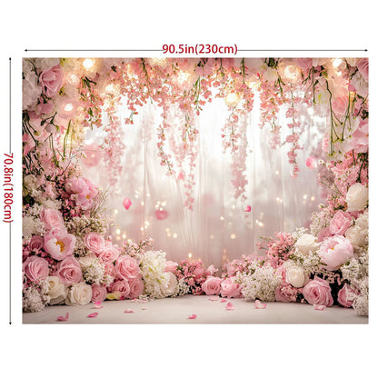 1 romantic flower polyester wedding background light, multi-purpose banner for event decoration, photography