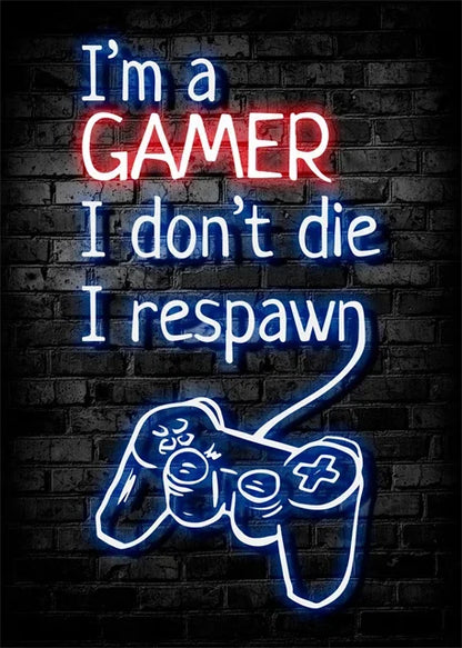 Gaming Neon Eat Sleep Game Repeat  Canvas Posters Gamer Room Decor Canvas Print Art for Home Esports Bedroom Decor Gift Painting
