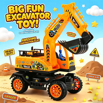 Large-Scale Boys Excavator Toy Car Inertia Baby Engineering Vehicle Digging Machine Model Children's Playset