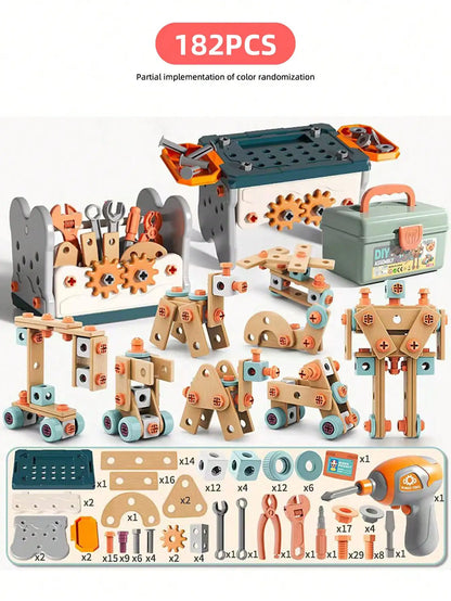 Kids Tool Set Toys DIY Nut Assembly Pretend Play Repair Construction Tool Kit for Toddlers Educational Toys Boys Girls Xmas Gift