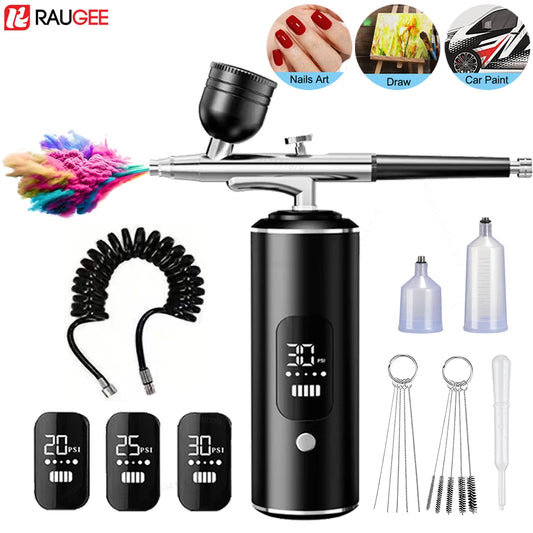 Airbrush with Compressor Mini Spray Gun for Painting Tattoo Wireless Electric Paint Gun Portable Airbrush Kit with Compressor