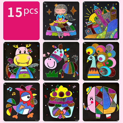15pcs/20pcs DIY Shining Magic Transfer Colorful Sticker DIY Handmade Painting Crafts for Kids Arts Crafts Toys Gift