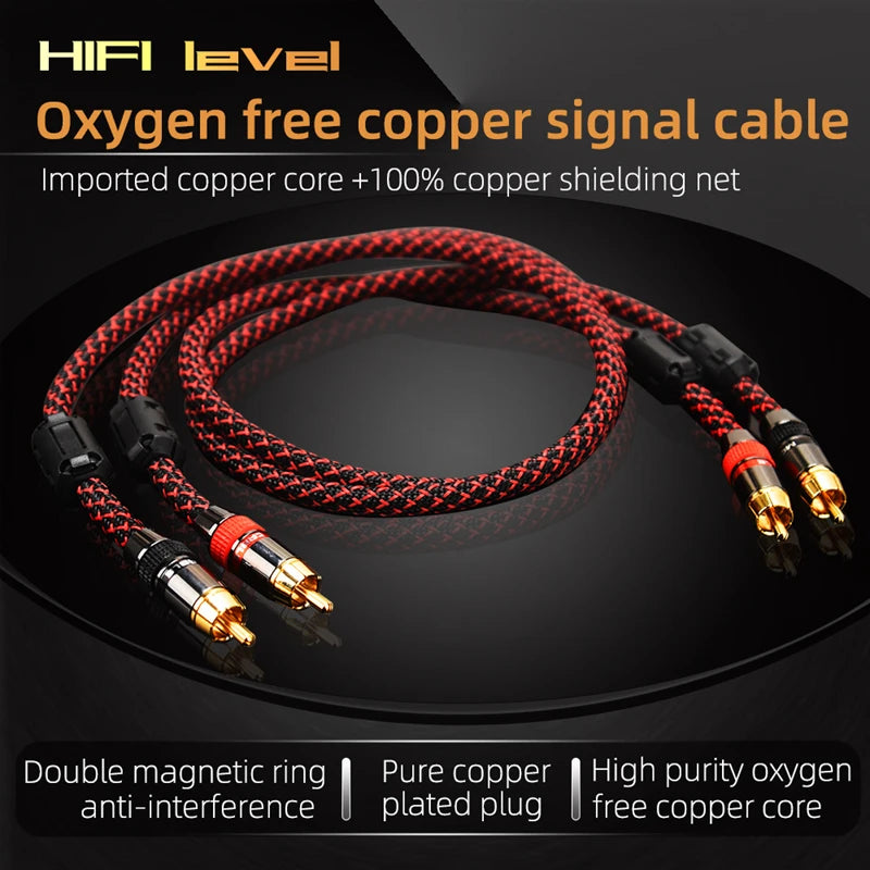 Hi-Fi RCA Cable High Quality 4N OFC HIFI 2RCA-2RCA Male to Male Audio Cable Main Core Independent Shielding One Pair