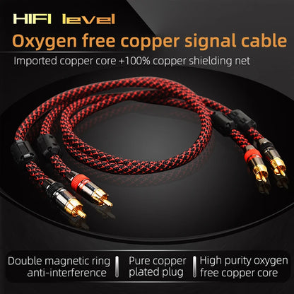 Hi-Fi RCA Cable High Quality 4N OFC HIFI 2RCA-2RCA Male to Male Audio Cable Main Core Independent Shielding One Pair