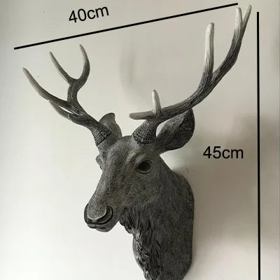 Deer Head Wall Mount Decor 17.5 inch Faux Deer Head Sculpture for Bar Background Wall Mount Home Living Room Wall Art Christmas
