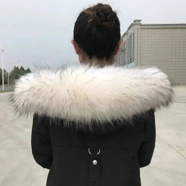 Raccoon Fur Collars For Jacket Women's Real Fur Collar Warm Natural Fur Hoodie Decor Winter Parkas Coat Jacket Furry Hood Trims