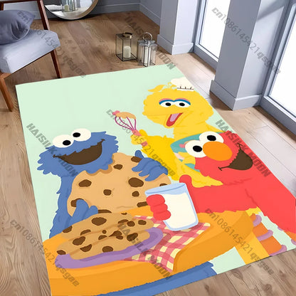 15 Sizes S-Sesame S-Street Theme Carpet Rug for Living Rooms Bedroom Entrance Door Decor Mat, Kids' Play Non-slip Mat Great Gift