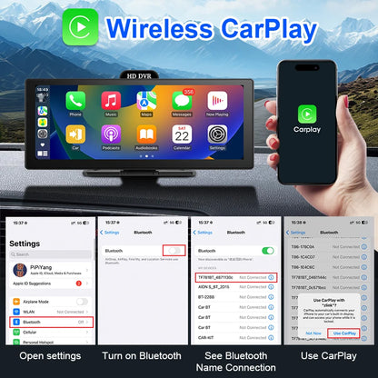 Develuck New 11.26'' 4K Car DVR Wireless CarPlay Android Auto Multimedia Player IPS Touch Screen Bluetooth Video Recorder FM AUX