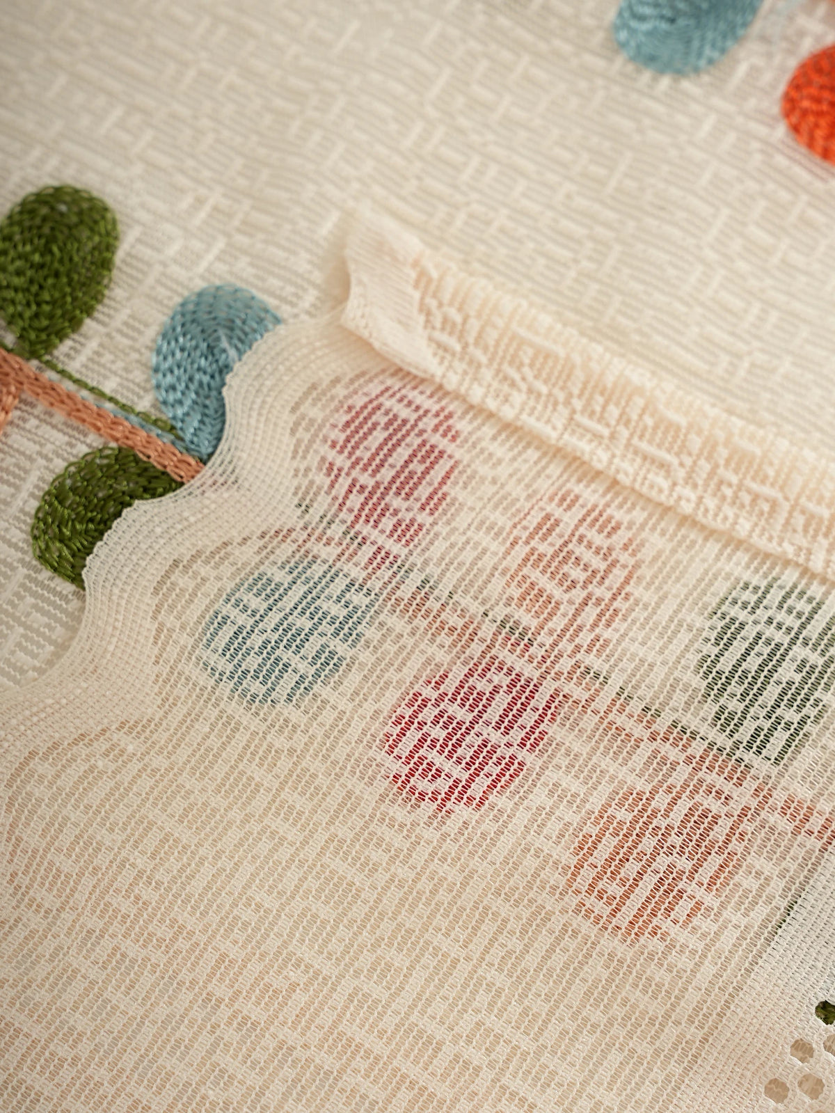 2PCS Four Color Leaf Embroidery Lace Rod Pocket Bag Curtains, Living Room Bedroom Simple and Warm Atmosphere Decorative Curtains