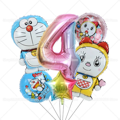 Doraemons Number 1-10 Balloons Girls Boys Birthday Decorations Baby Shower Gender Reveal Balloon Party Supplies Kids Toys Gift