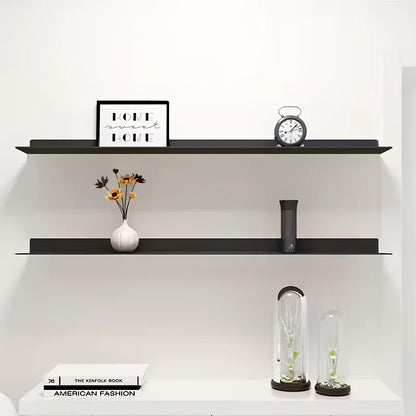 1pcModern Minimalist Floating Shelf-Mounted Bookcase & Display Shelf with Heavy-Duty Iron, Black/White Suitable for Home Office