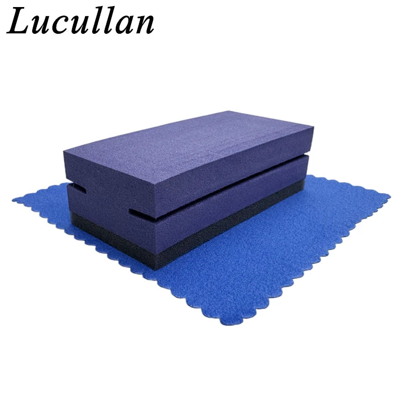 Lucullan Purple Ceramic Coating Applicator With Dark Blue Suede Clothes Perfect Kit For Car Ceramic Coating