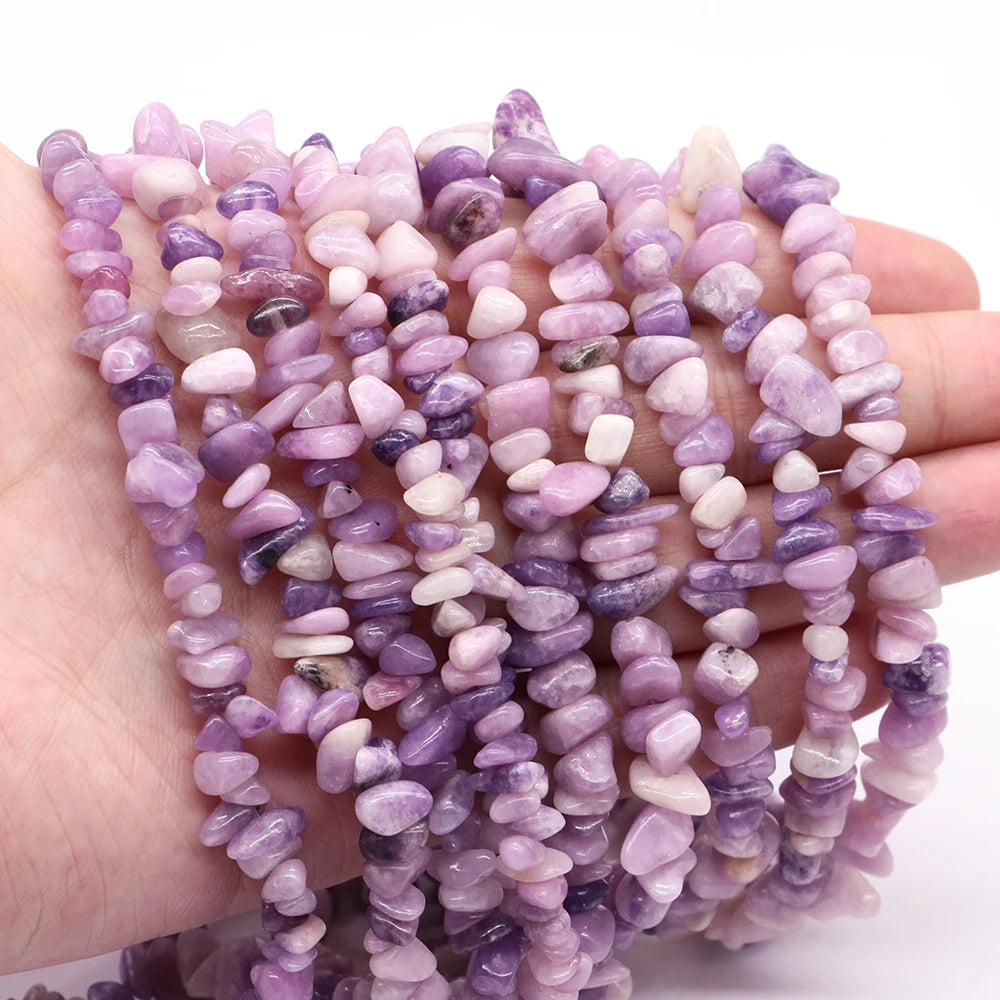 5-8mm Natural Irregular Lilac Lepidolite Stone Beads Gravel Chips Loose Spacer Beads for Jewelry Making DIY Bracelet Necklace