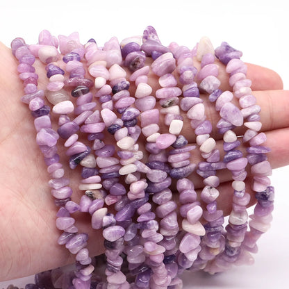 5-8mm Natural Irregular Lilac Lepidolite Stone Beads Gravel Chips Loose Spacer Beads for Jewelry Making DIY Bracelet Necklace