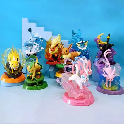 Anime Pokemon Funism Adventure Eevee Family Suit Blind Box Jolteon Sylveon Action Figure Collection Model Kids Toy Gift Replica