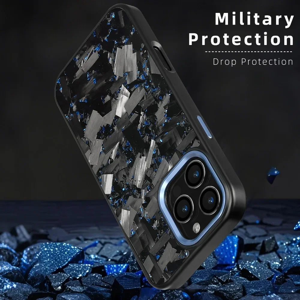 Real Carbon Fiber Armor100% Cover For IPhone 16Promax 15 Pro Max 14 13 12 11 Case Metal Frame Wireless Charge Forged Fiber Cover